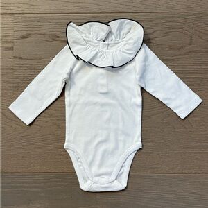 Jacadi White Long Sleeve Bodysuit with Large Ruffle